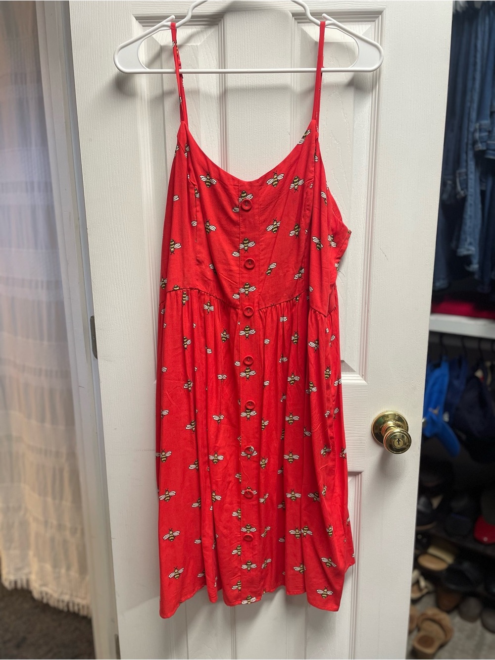 Red Floral Button-Front Sundress